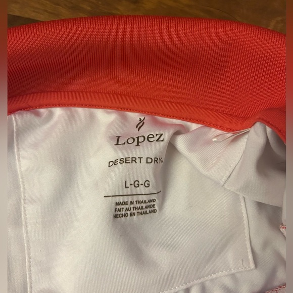 Women's White and Red Short Sleeve Polo Tee - Picture 2 of 5